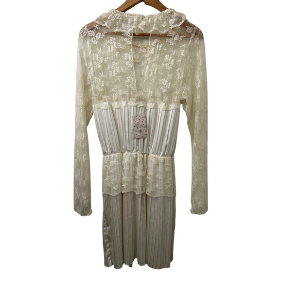 NWT Free People Lace Victorian Pleated Long Sleeve Mini Dress Woman’s 10 - Picture 5 of 8